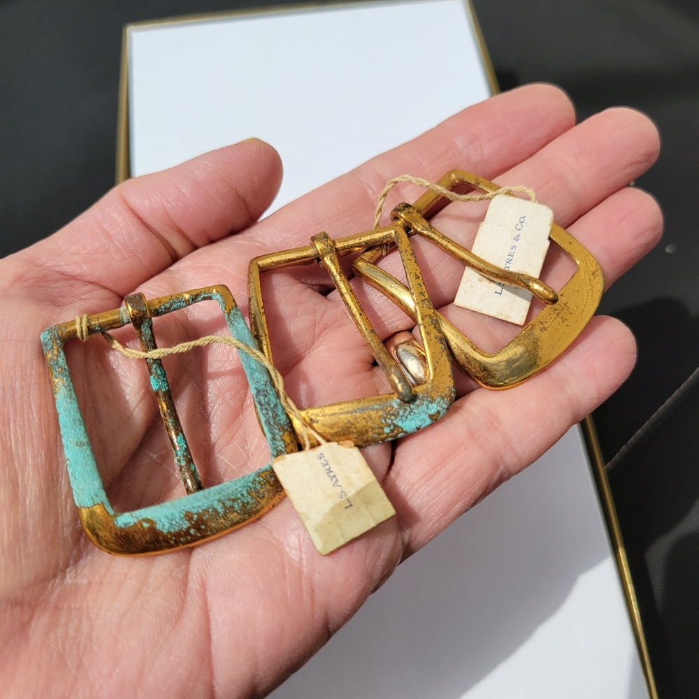 Bronze Buckle Trio ~ L.S. Ayres & Co. Vintage Antique? ~ Original Tag ~ *NOTE - Picture 12 of 16